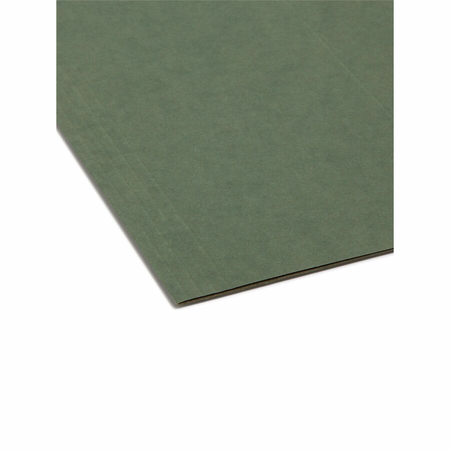 Smead TUFF 1/3 Tab Cut Letter Recycled Hanging Folder - 8 1/2" x 11" - Top Tab Location - Assorted Tab Position - 11 pt. - Standard Green - Heavy Duty, Tear Resistant - 10% Recycled - 20 / Box