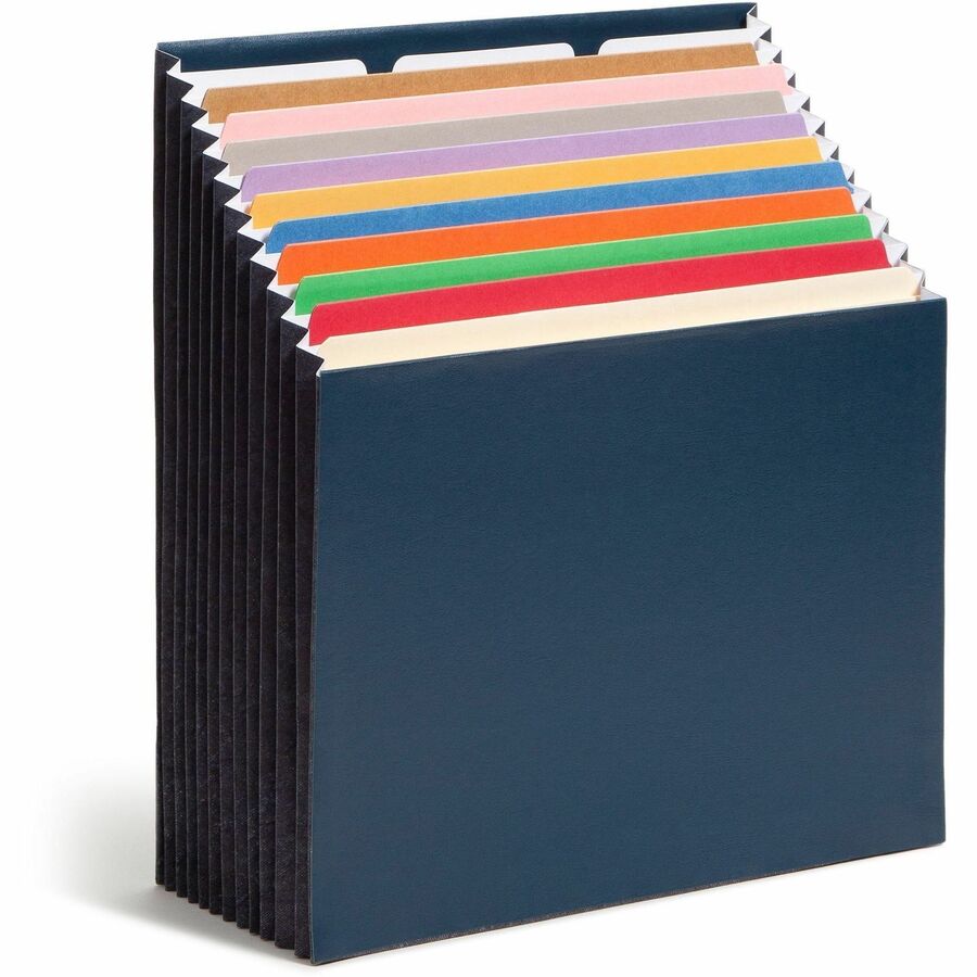 Smead 1/3 Tab Cut Letter Recycled Expanding File - 8 1/2" x 11" - 7/8" Expansion - 12 Pocket(s) - Top Tab Location - Assorted Tab Position - 11 Divider(s) - Navy - Tear Resistant - 10% Recycled - 1 Each