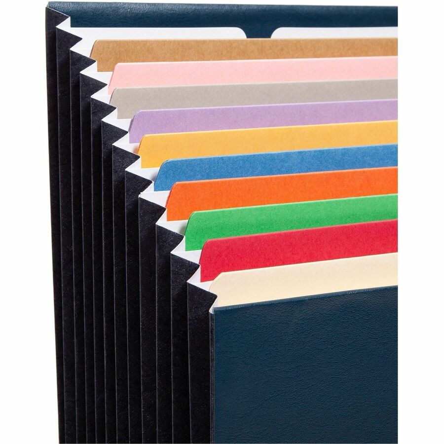 Smead 1/3 Tab Cut Letter Recycled Expanding File - 8 1/2" x 11" - 7/8" Expansion - 12 Pocket(s) - Top Tab Location - Assorted Tab Position - 11 Divider(s) - Navy - Tear Resistant - 10% Recycled - 1 Each