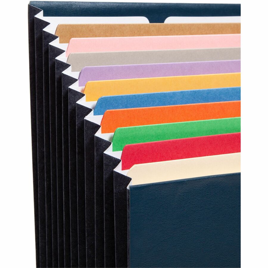 Smead 1/3 Tab Cut Letter Recycled Expanding File - 8 1/2" x 11" - 7/8" Expansion - 12 Pocket(s) - Top Tab Location - Assorted Tab Position - 11 Divider(s) - Navy - Tear Resistant - 10% Recycled - 1 Each