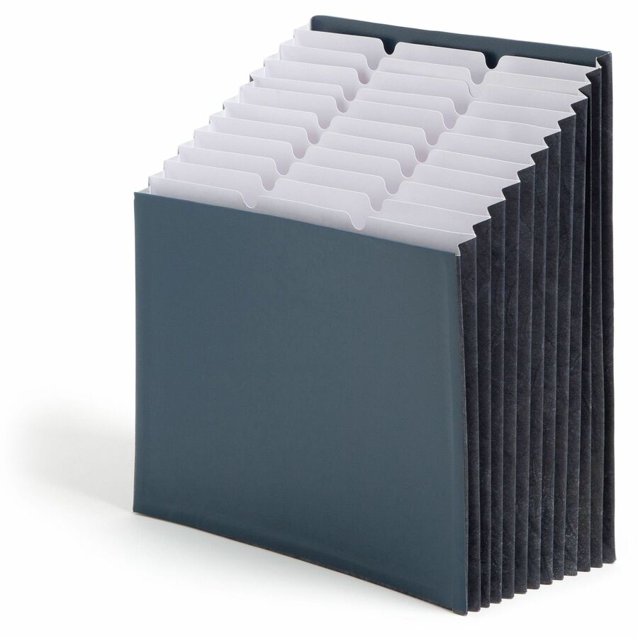 Smead 1/3 Tab Cut Letter Recycled Expanding File - 8 1/2" x 11" - 7/8" Expansion - 12 Pocket(s) - Top Tab Location - Assorted Tab Position - 11 Divider(s) - Navy - Tear Resistant - 10% Recycled - 1 Each