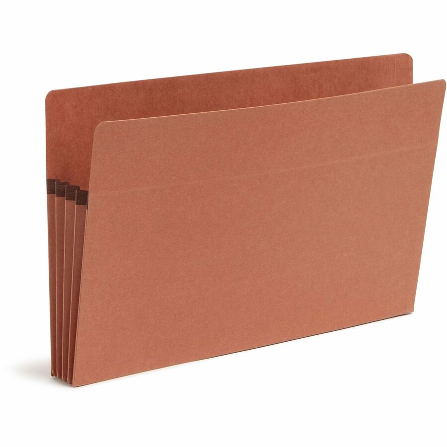 Smead Straight Tab Cut Legal Recycled File Pocket - 8 1/2" x 14" - 3 1/2" Expansion - 2 Plys - Redrope - Tear Resistant Gusset - 100% Recycled - 25 / Box