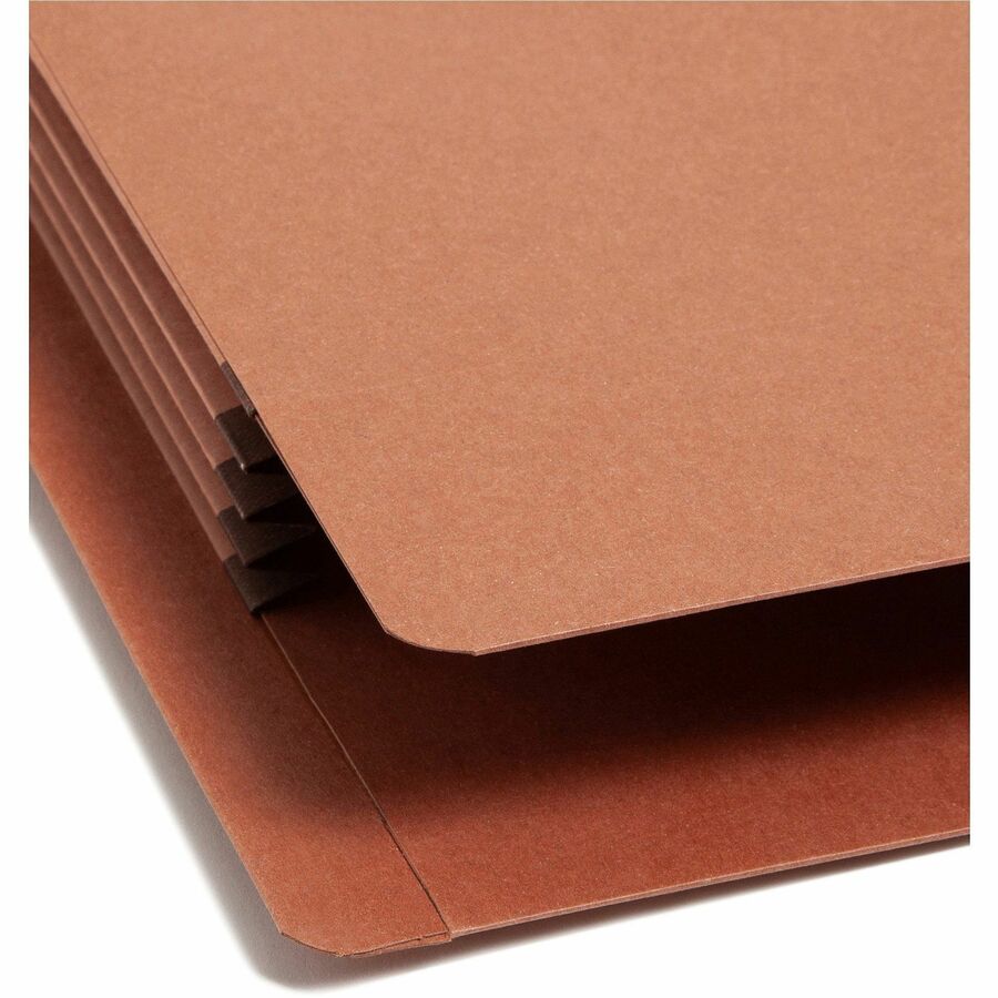 Smead Straight Tab Cut Legal Recycled File Pocket - 8 1/2" x 14" - 3 1/2" Expansion - 2 Plys - Redrope - Tear Resistant Gusset - 100% Recycled - 25 / Box