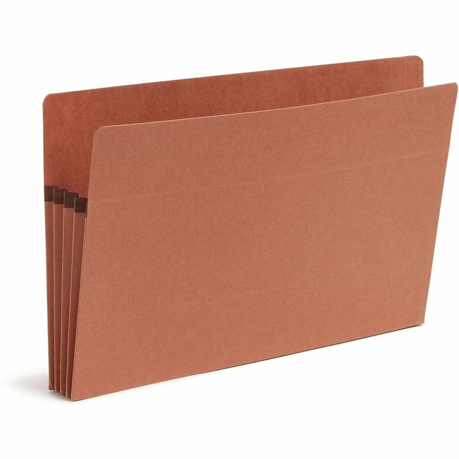 Smead Straight Tab Cut Legal Recycled File Pocket - 8 1/2" x 14" - 3 1/2" Expansion - 2 Plys - Redrope - Tear Resistant Gusset - 100% Recycled - 25 / Box