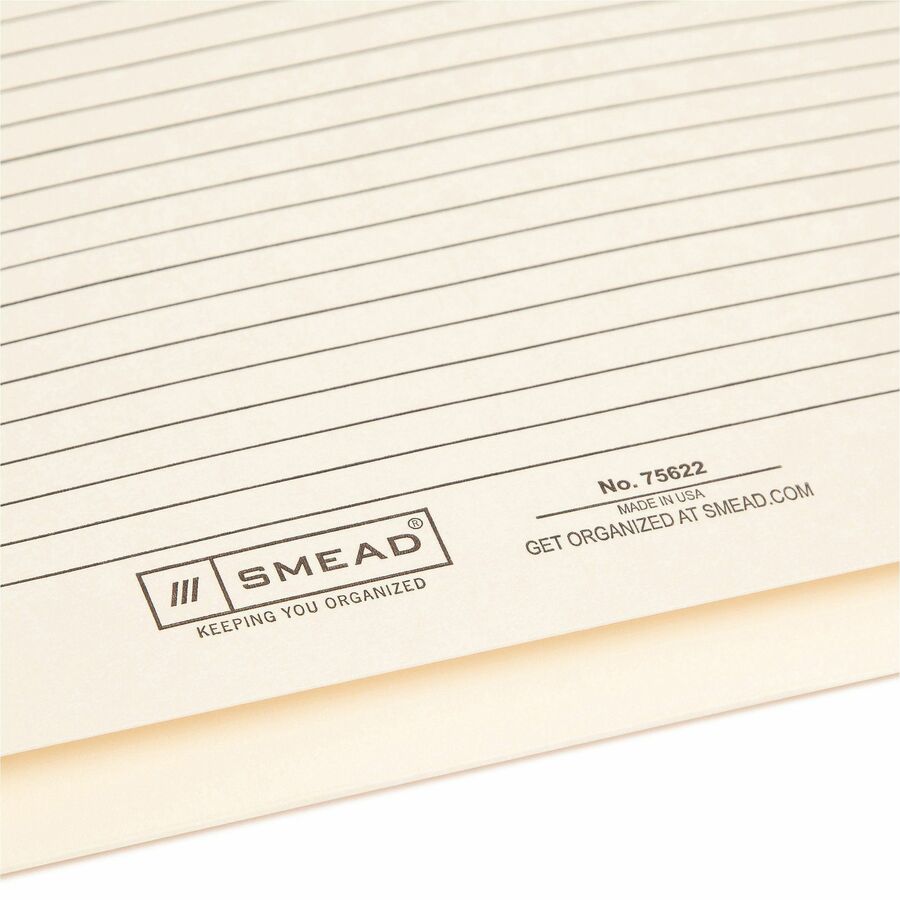 Smead Straight Tab Cut Letter Recycled File Jacket - 8 1/2" x 11" - 2" Expansion - Top Tab Location - 11 pt. - 2 Plys - Manila - Reinforced Tab, Slip Resistant - 10% Recycled - 50 / Box