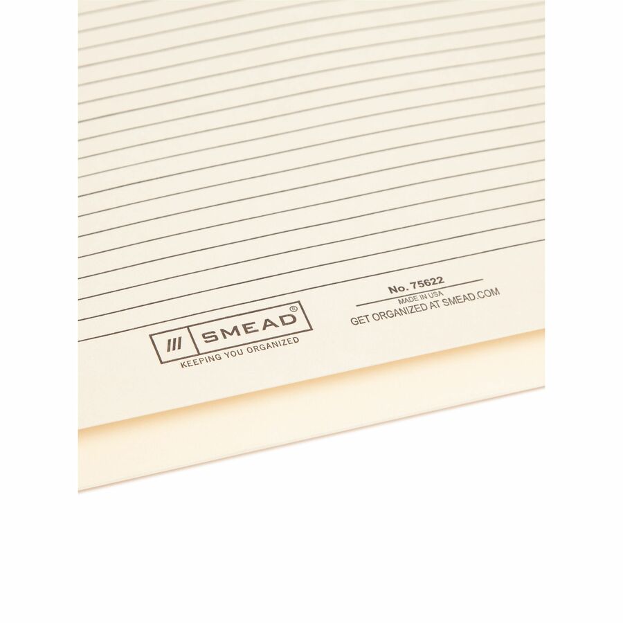 Smead Straight Tab Cut Letter Recycled File Jacket - 8 1/2" x 11" - 2" Expansion - Top Tab Location - 11 pt. - 2 Plys - Manila - Reinforced Tab, Slip Resistant - 10% Recycled - 50 / Box