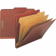 Nature Saver 2/5 Tab Cut Letter Recycled Classification Folder - 8 1/2" x 11" - 8 Fastener(s) - 2" for Folder, 1" for Divider - 3 Divider(s) - 25 pt. - Pressboard - Red - Tyvek Gusset - 100% Recycled - 10 / Box
