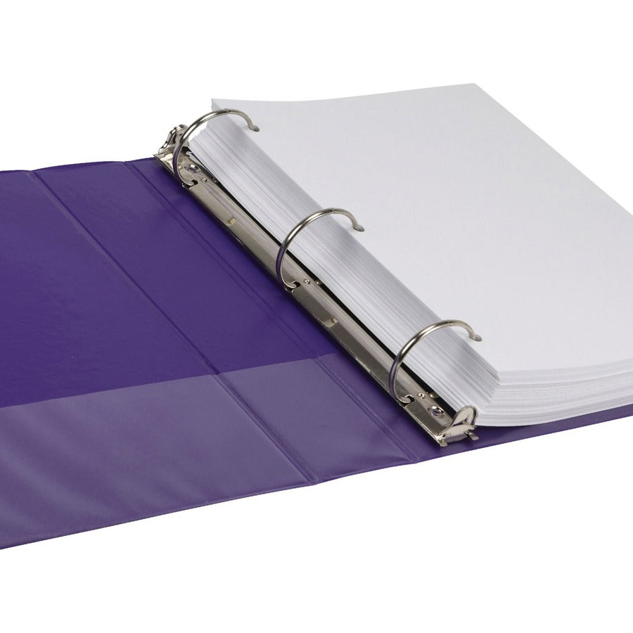 Samsill Earth's Choice Plant-based View Binders, 2" Capacity, Letter Size, 3 Round Rings, 2 Internal Pockets, Purple, Recycled, Clear Overlay, Durable, 2 Pack