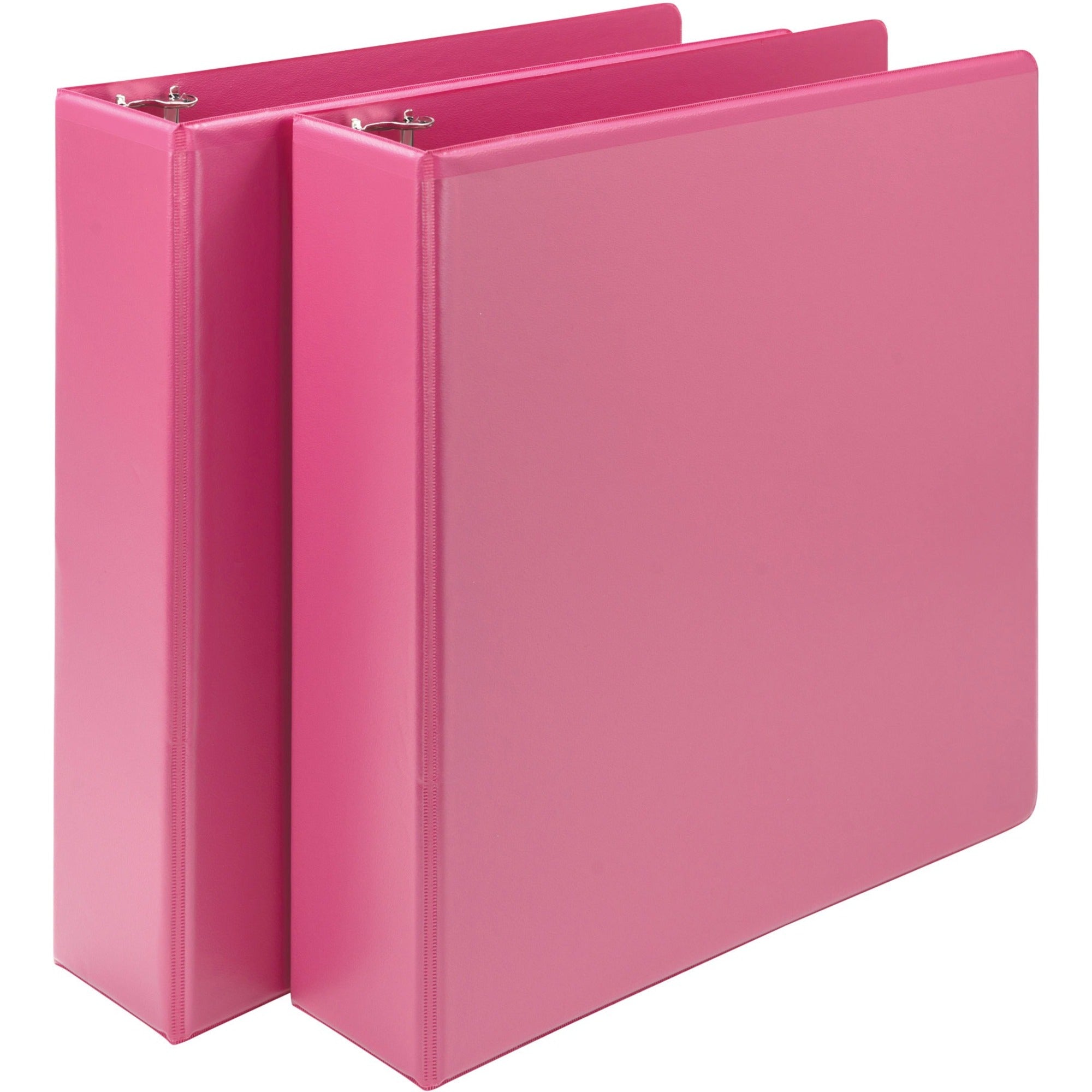 Samsill Earth's Choice Plant-based View Binders, 2" Capacity, Letter Size, 3 Round Rings, 2 Internal Pockets, Berry Pink, 2 Pack