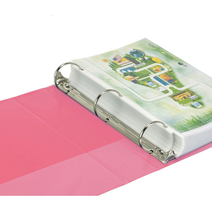 Samsill Earth's Choice Plant-based View Binders, 2" Capacity, Letter Size, 3 Round Rings, 2 Internal Pockets, Berry Pink, 2 Pack