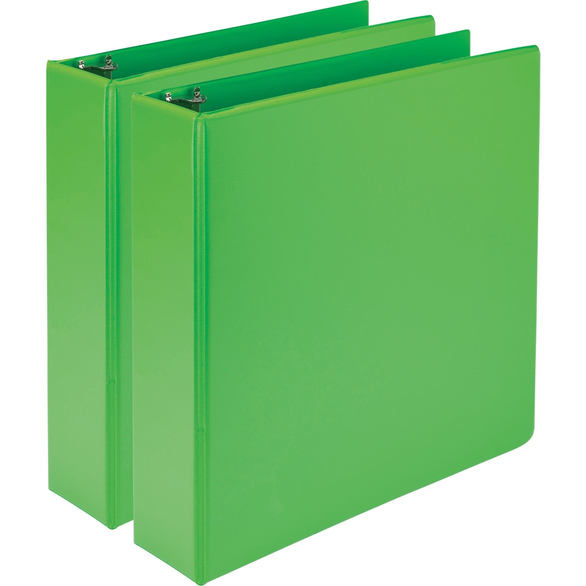 Samsill Earth's Choice Plant-based View Binders, 2" Capacity, Letter Size, 3 Round Rings, 2 Internal Pockets, Lime, Recycled, Durable, Clear Overlay, 2 Pack