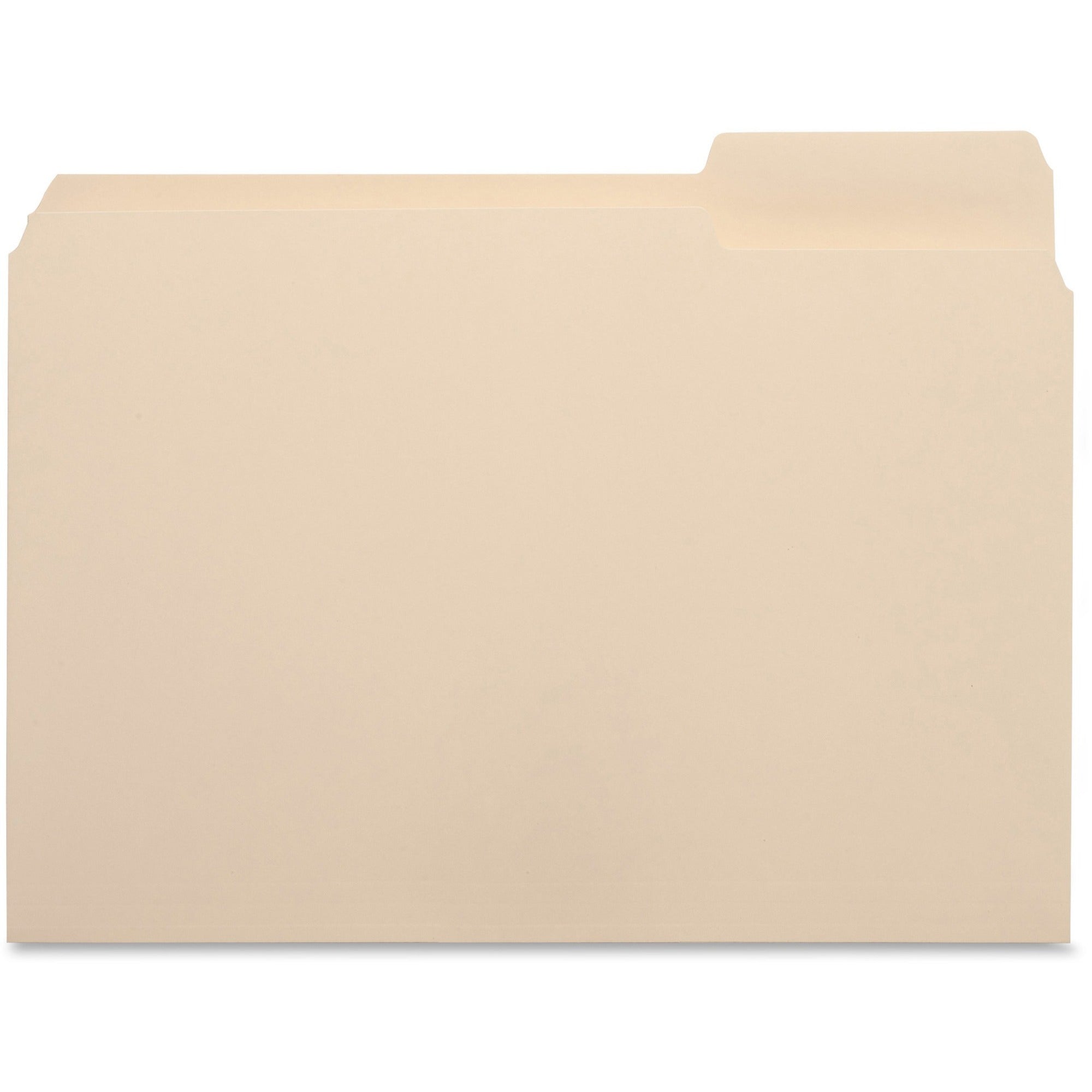 Business Source 1/3 Tab Cut Letter Recycled Top Tab File Folder - 8 1/2" x 11" - 3/4" Expansion - Top Tab Location - Right Tab Position - 11 pt. - 1 Plys - Manila - 10% Recycled - 100 / Box
