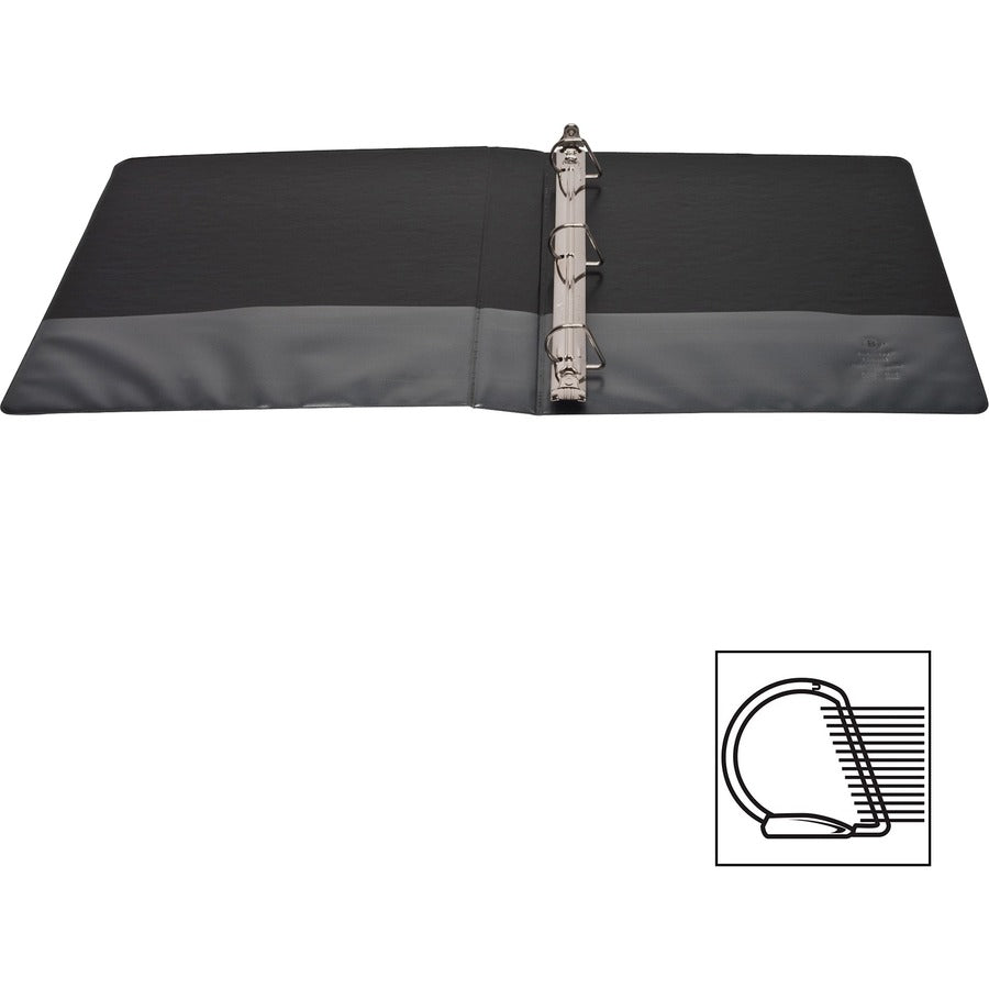Business Source Basic D-Ring View Binders - 1" Binder Capacity - Letter - 8 1/2" x 11" Sheet Size - Fastener(s): D-Ring - Polypropylene - Black - Clear Overlay - 1 Each