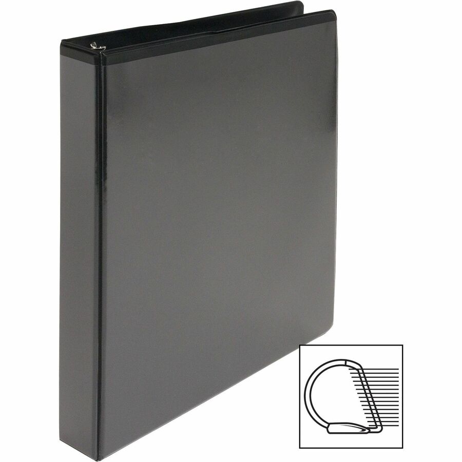 Business Source Basic D-Ring View Binders - 1" Binder Capacity - Letter - 8 1/2" x 11" Sheet Size - Fastener(s): D-Ring - Polypropylene - Black - Clear Overlay - 1 Each