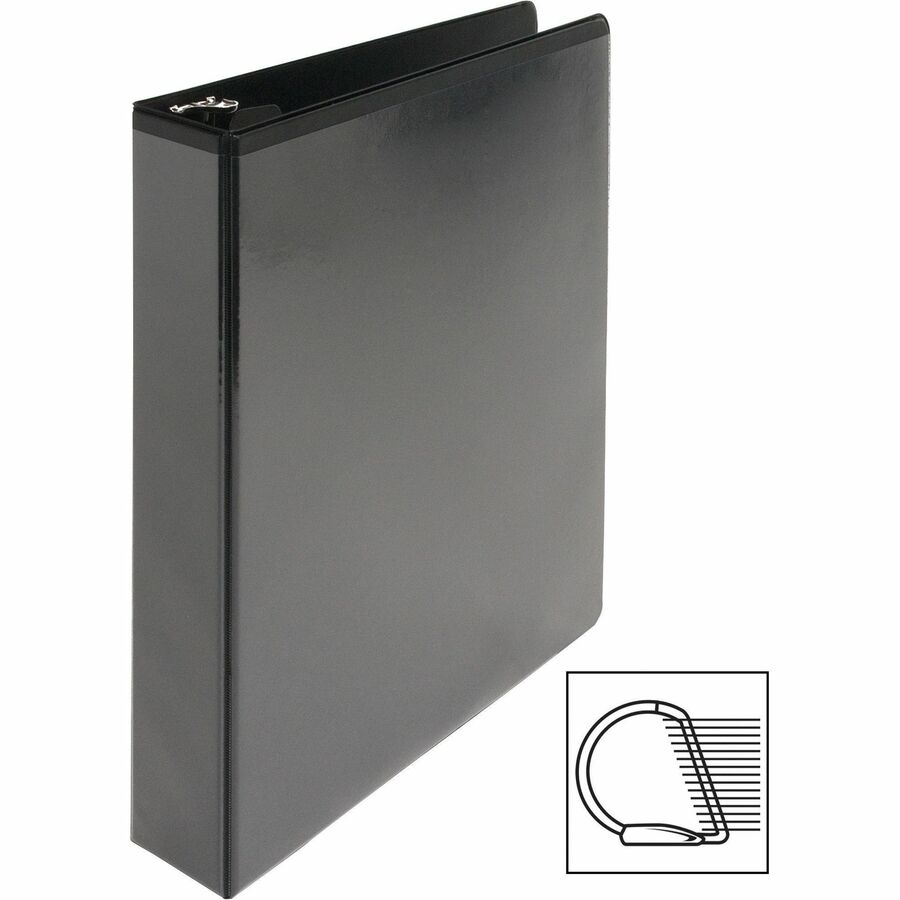 Business Source Basic D-Ring View Binders - 1 1/2" Binder Capacity - Letter - 8 1/2" x 11" Sheet Size - Fastener(s): D-Ring - Polypropylene - Black - Clear Overlay - 1 Each