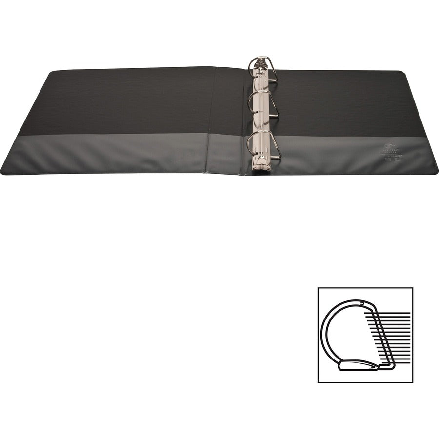 Business Source Basic D-Ring View Binders - 1 1/2" Binder Capacity - Letter - 8 1/2" x 11" Sheet Size - Fastener(s): D-Ring - Polypropylene - Black - Clear Overlay - 1 Each