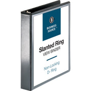 Business Source Basic D-Ring View Binders - 1 1/2" Binder Capacity - Letter - 8 1/2" x 11" Sheet Size - Fastener(s): D-Ring - Polypropylene - Black - Clear Overlay - 1 Each
