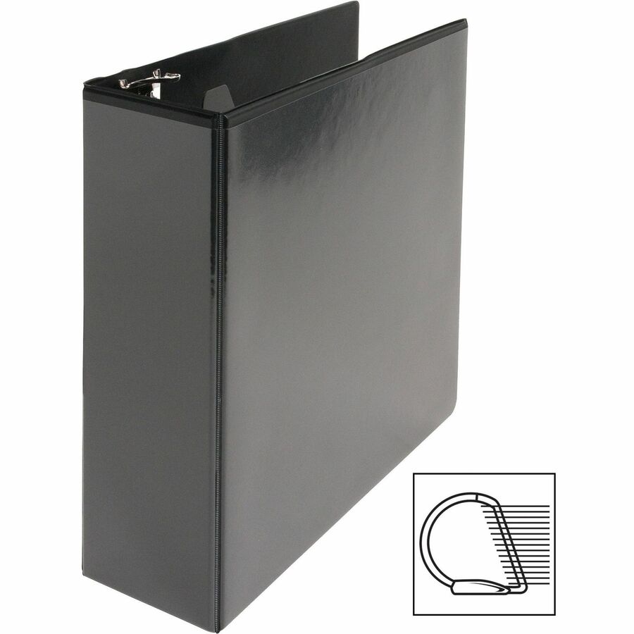 Business Source Basic D-Ring View Binders - 3" Binder Capacity - Letter - 8 1/2" Sheet Size - Fastener(s): D-Ring - Polypropylene - Black - Clear Overlay - 1 Each