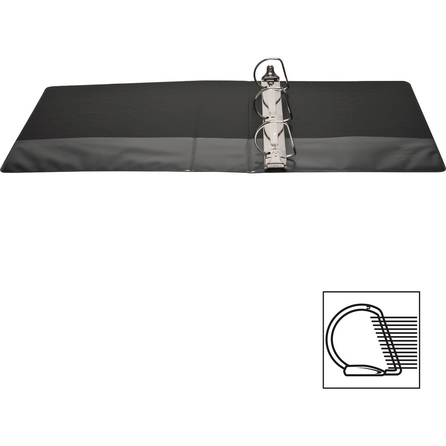 Business Source Basic D-Ring View Binders - 3" Binder Capacity - Letter - 8 1/2" Sheet Size - Fastener(s): D-Ring - Polypropylene - Black - Clear Overlay - 1 Each