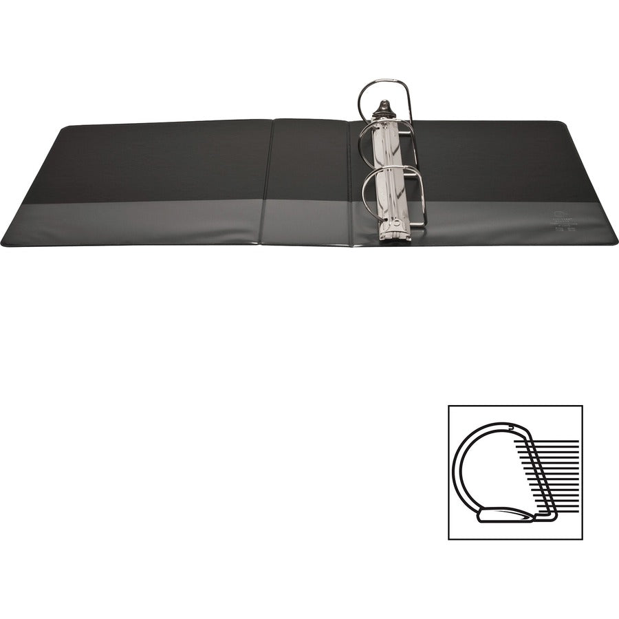 Business Source Basic D-Ring View Binders - 4" Binder Capacity - Letter - 8 1/2" x 11" Sheet Size - Fastener(s): D-Ring - Polypropylene - Black - Clear Overlay - 1 Each