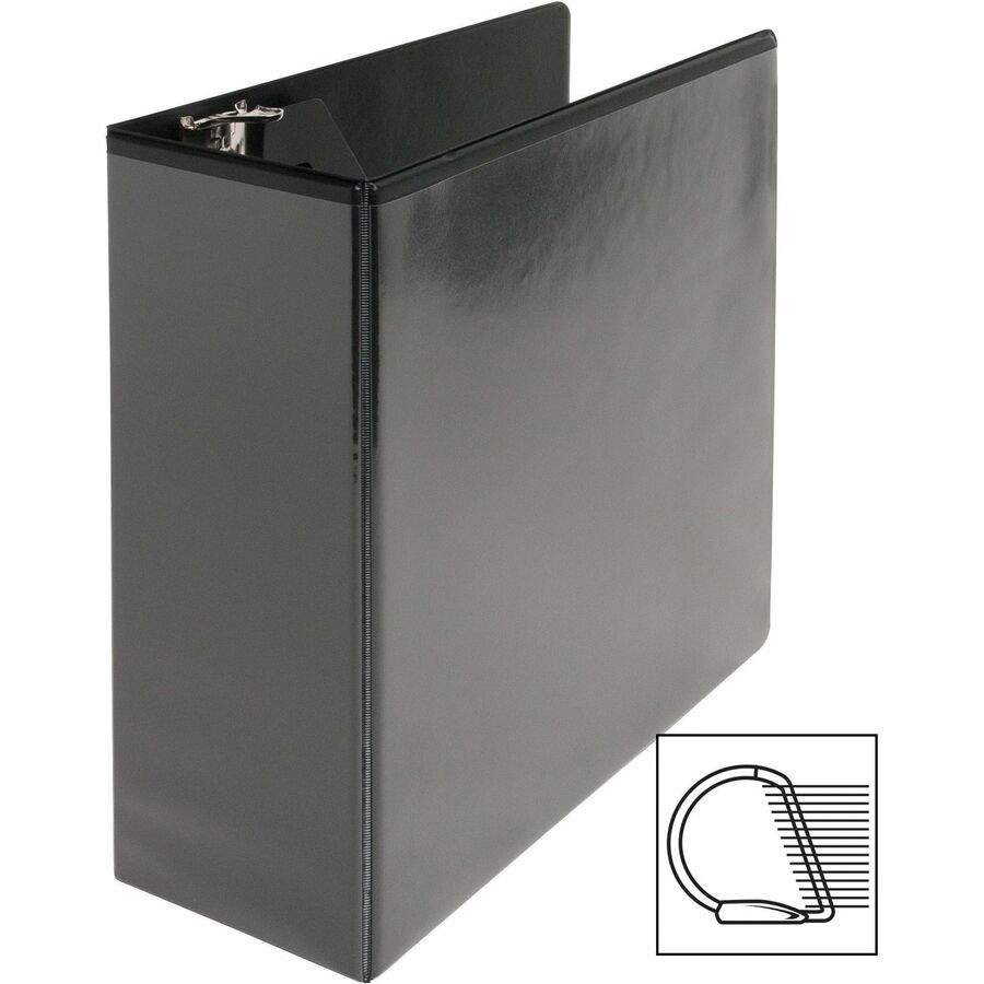 Business Source Basic D-Ring View Binders - 4" Binder Capacity - Letter - 8 1/2" x 11" Sheet Size - Fastener(s): D-Ring - Polypropylene - Black - Clear Overlay - 1 Each