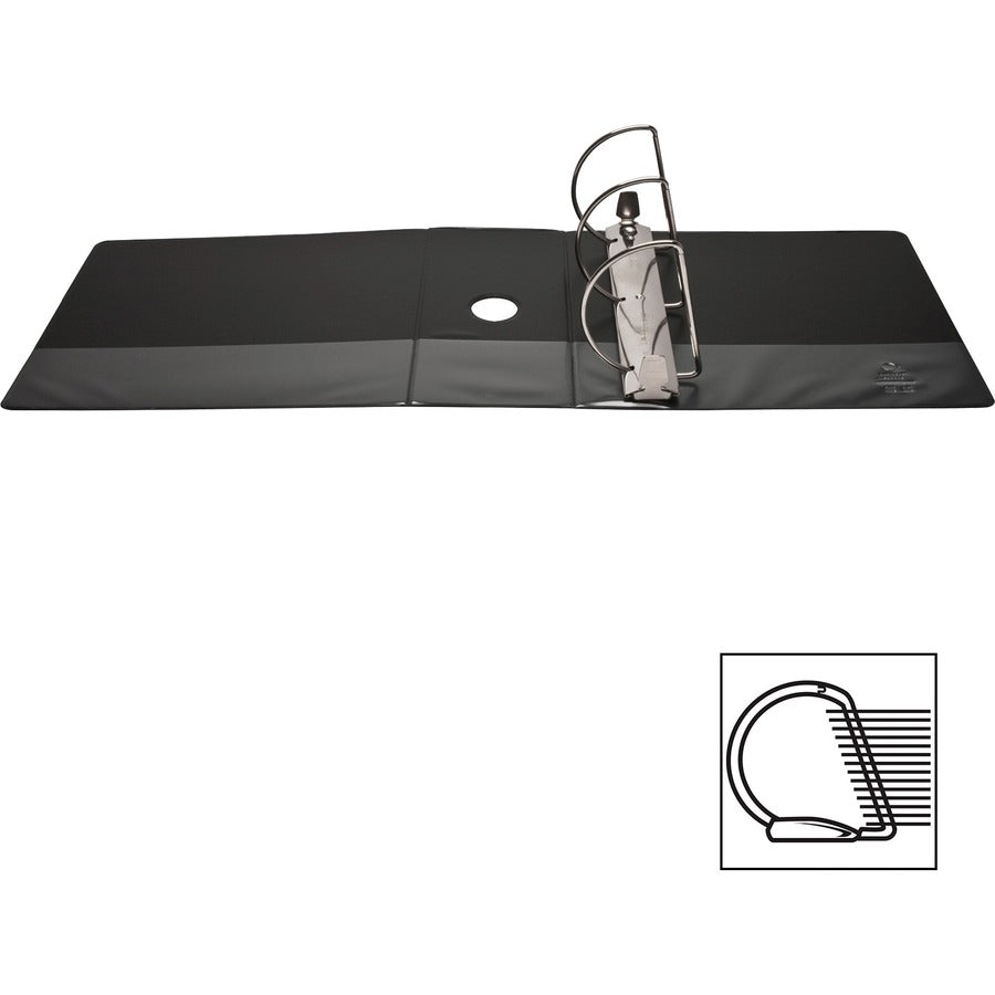 Business Source Basic D-Ring View Binders - 5" Binder Capacity - Letter - 8 1/2" x 11" Sheet Size - Fastener(s): D-Ring - Polypropylene - Black - Clear Overlay - 1 Each
