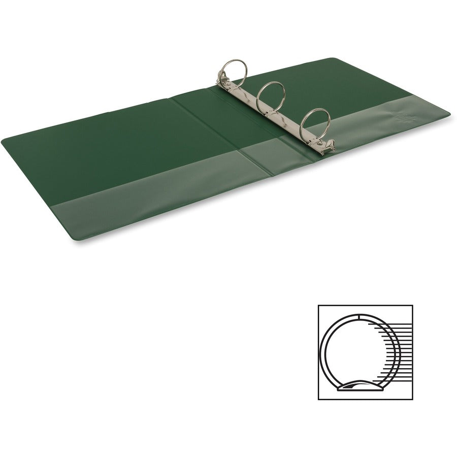 Business Source Basic Round-ring Binder - 2" Binder Capacity - Letter - 8 1/2" x 11" Sheet Size - 3 Ring(s) - Fastener(s): Round Ring - Vinyl - Green - Open and Closed Triggers - 1 Each