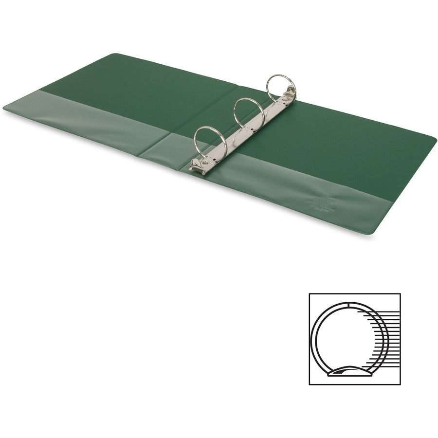 Business Source Basic Round-ring Binder - 2" Binder Capacity - Letter - 8 1/2" x 11" Sheet Size - 3 Ring(s) - Fastener(s): Round Ring - Vinyl - Green - Open and Closed Triggers - 1 Each