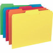 Business Source 1/3 Tab Cut Letter Recycled Top Tab File Folders, Assorted Colors, 8.5" x 11", 11 pt., 1 Ply, 10% Recycled, 100/Box