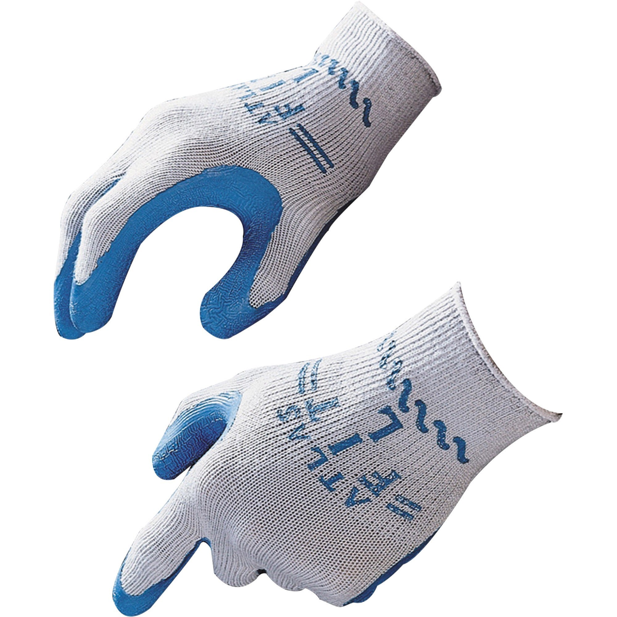 Showa Atlas Fit General Purpose Gloves - Medium Size - Gray, Blue - Comfortable, Lightweight, Elastic Wrist, Durable, Debris Resistant - 1 Pair