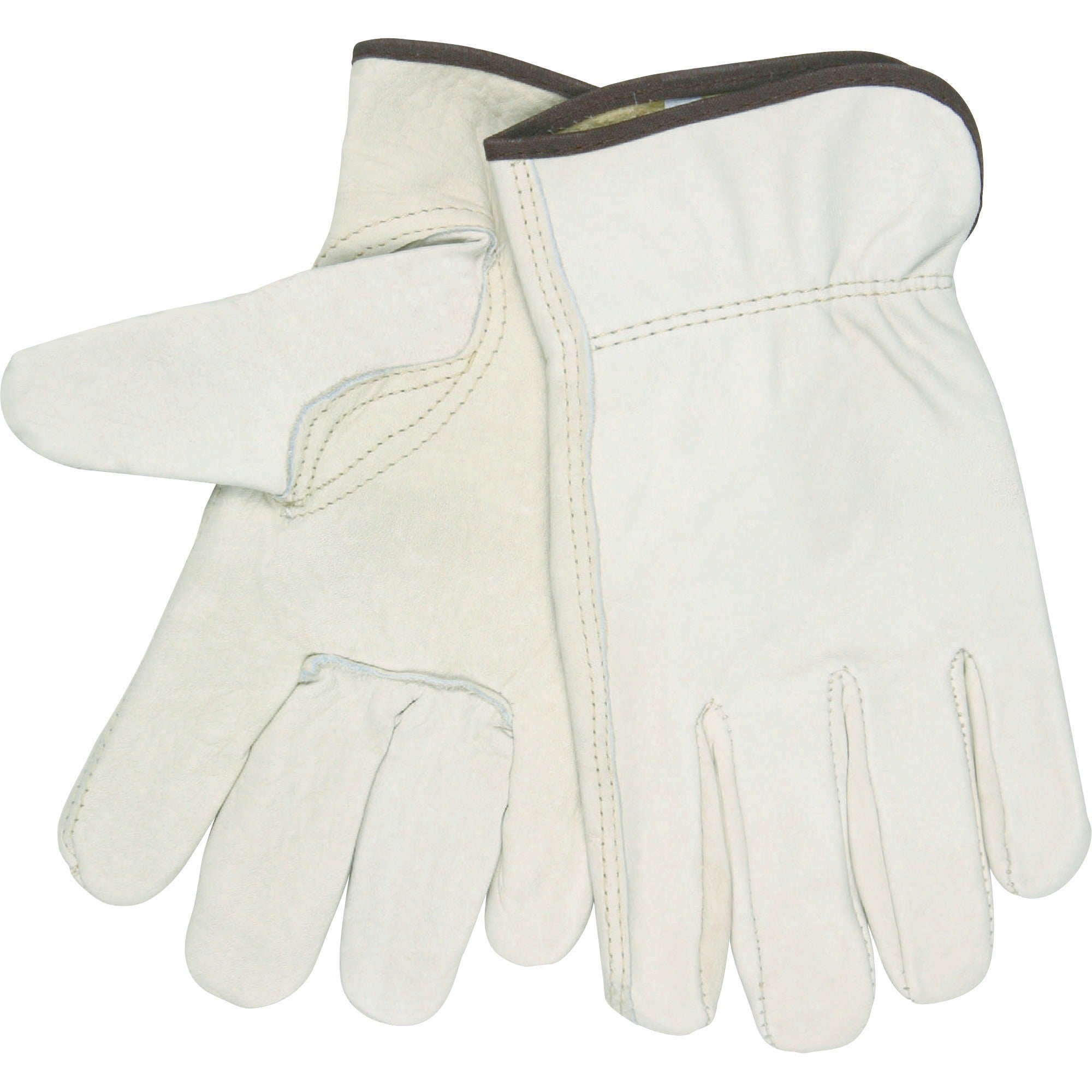 MCR Safety Leather Driver Gloves - Medium Size - Beige - 1 Pair