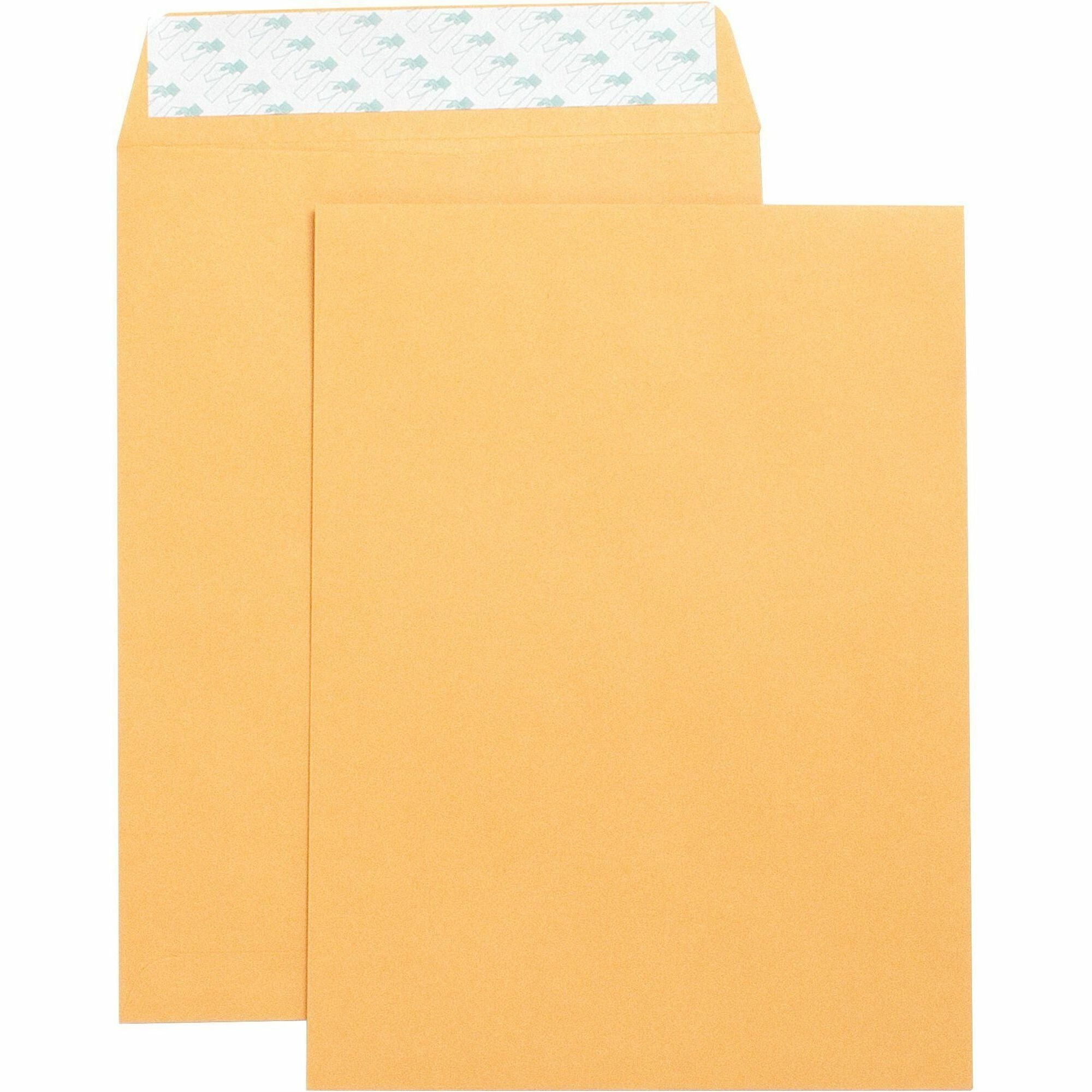 Business Source Self Adhesive Kraft Catalog Envelopes - Catalog - 9" Width x 12" Length - 28 lb - Self-sealing - Brown Kraft - Kraft - 1 Box