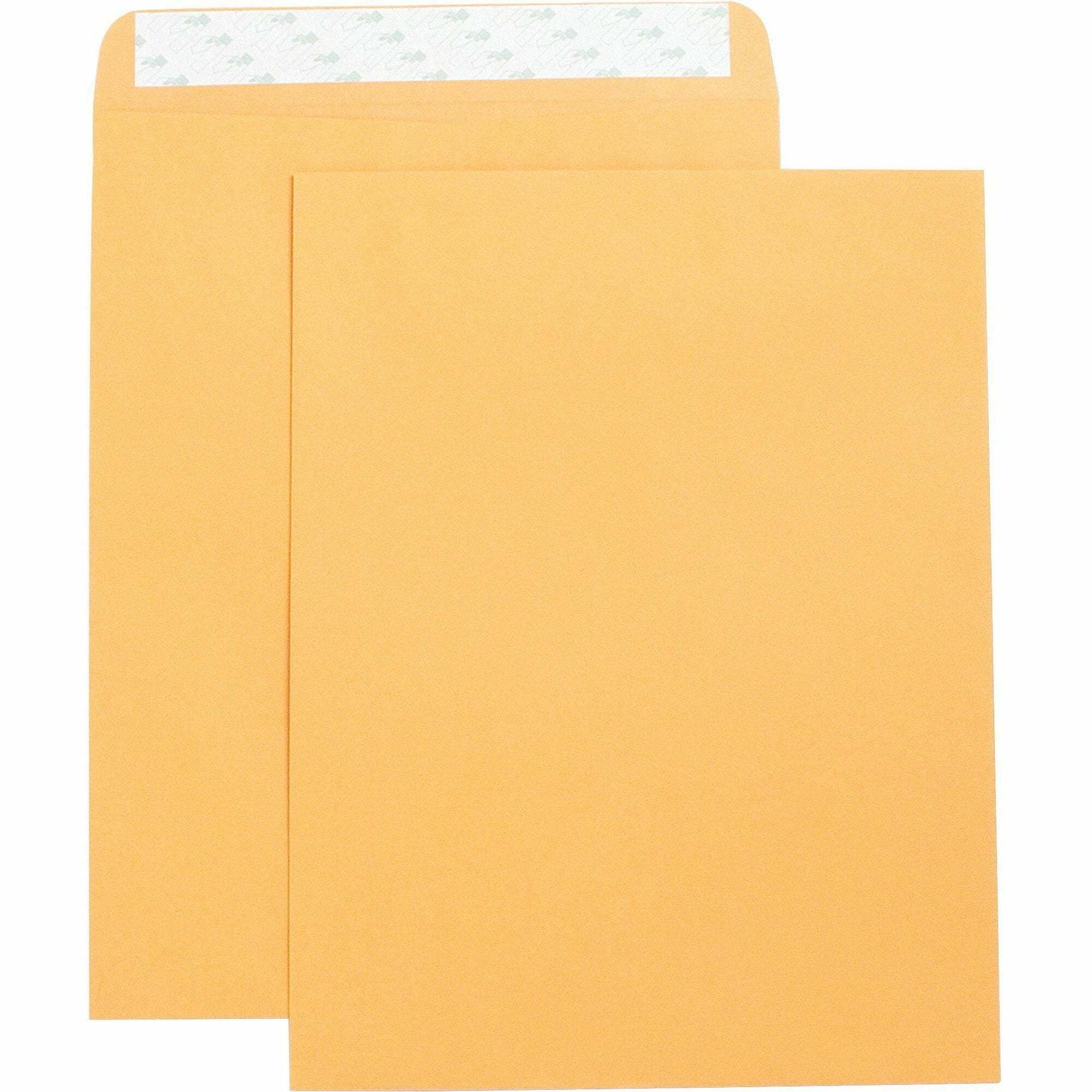 Business Source Self Adhesive Kraft Catalog Envelopes - Catalog - 10" Width x 13" Length - 28 lb - Self-sealing - Brown Kraft - Kraft - 1 Box