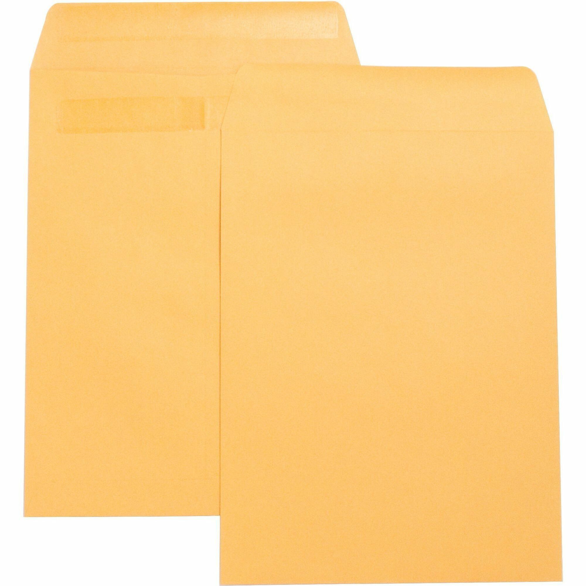 Business Source Press-To-Seal Catalog Envelopes - Catalog - 9" Width x 12" Length - 28 lb - Self-sealing - Brown Kraft - Kraft - 1 Box
