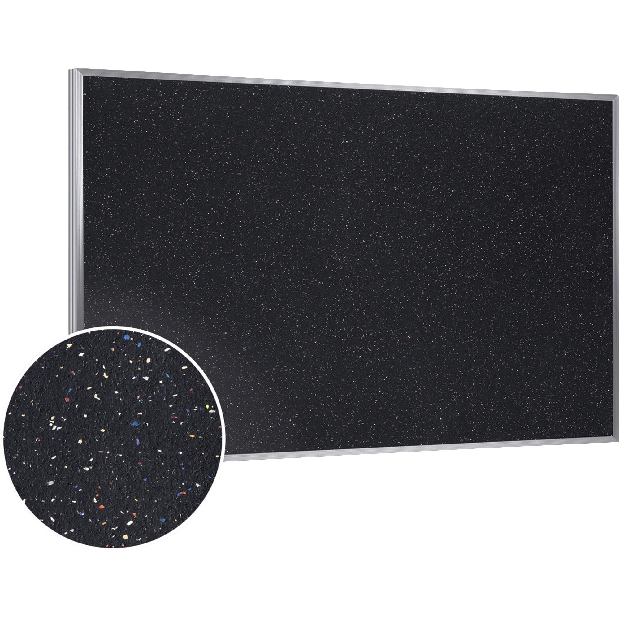 Ghent Confetti Rubber Tackboard - 24" Board Height x 36" Board Width - Rubber Surface - Self-healing, Stain Resistant, Fade Resistant - Aluminum Frame - 1 Each