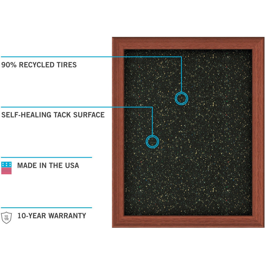 Ghent Confetti Rubber Tackboard - 24" Board Height x 36" Board Width - Rubber Surface - Self-healing, Stain Resistant, Fade Resistant - Aluminum Frame - 1 Each