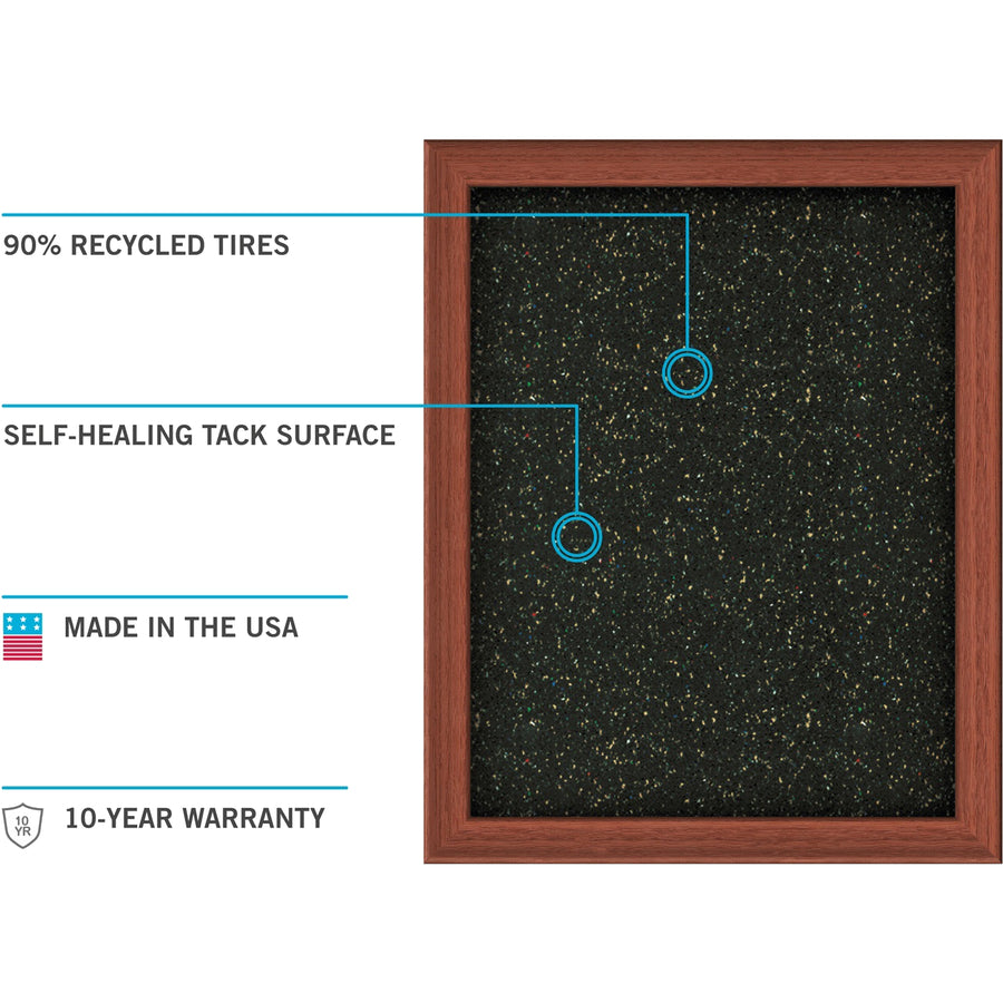 Ghent Confetti Rubber Tackboard - 48" Board Height x 72" Board Width - Rubber Surface - Self-healing, Stain Resistant, Fade Resistant - Aluminum Frame - 1 Each