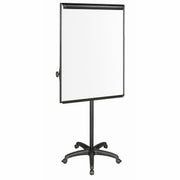 27.5" (2.3 ft) Width x 39" (3.2 ft) Height - White Melamine Surface - Black Aluminum Frame - Rectangle - Floor Standing - Magnetic - Ghost Resistant, Scratch Resistant, Casters, Marker Tray - 1 Each