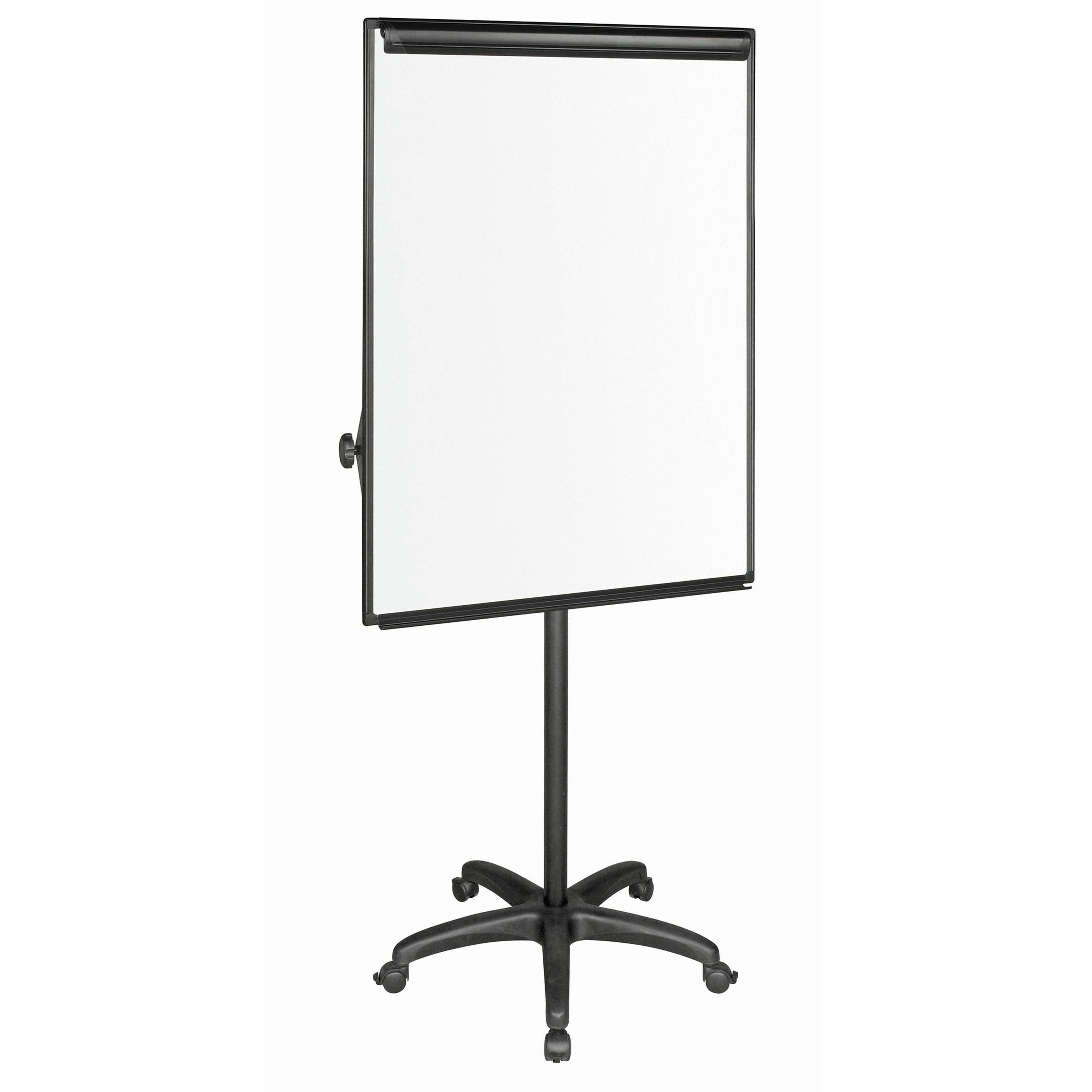 27.5" (2.3 ft) Width x 39" (3.2 ft) Height - White Melamine Surface - Black Aluminum Frame - Rectangle - Floor Standing - Magnetic - Ghost Resistant, Scratch Resistant, Casters, Marker Tray - 1 Each