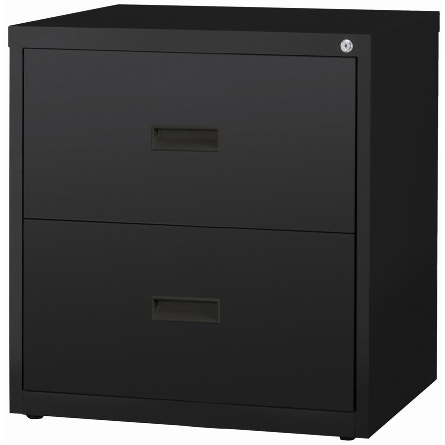 Lorell Value Lateral File - 2-Drawer - 30" Width x 18.6" Depth x 28.1" Height - 2 x Drawer(s) for File - A4, Letter, Legal - Interlocking, Ball-bearing Suspension, Adjustable Glide, Locking Drawer - Black - Steel - Recycled