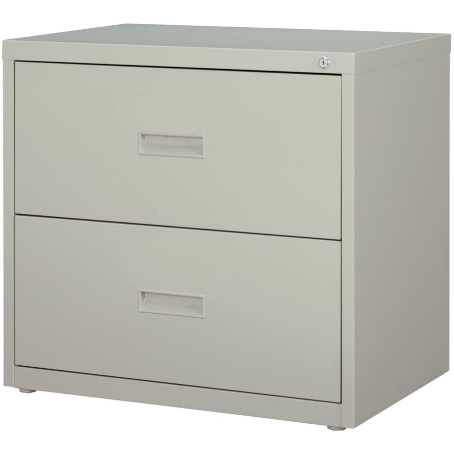 Lorell Value Lateral File - 2-Drawer - 30" Width x 18.6" Depth x 28.1" Height - 2 x Drawer(s) for File - A4, Letter, Legal - Interlocking, Ball-bearing Suspension, Adjustable Glide - Light Gray - Steel - Recycled