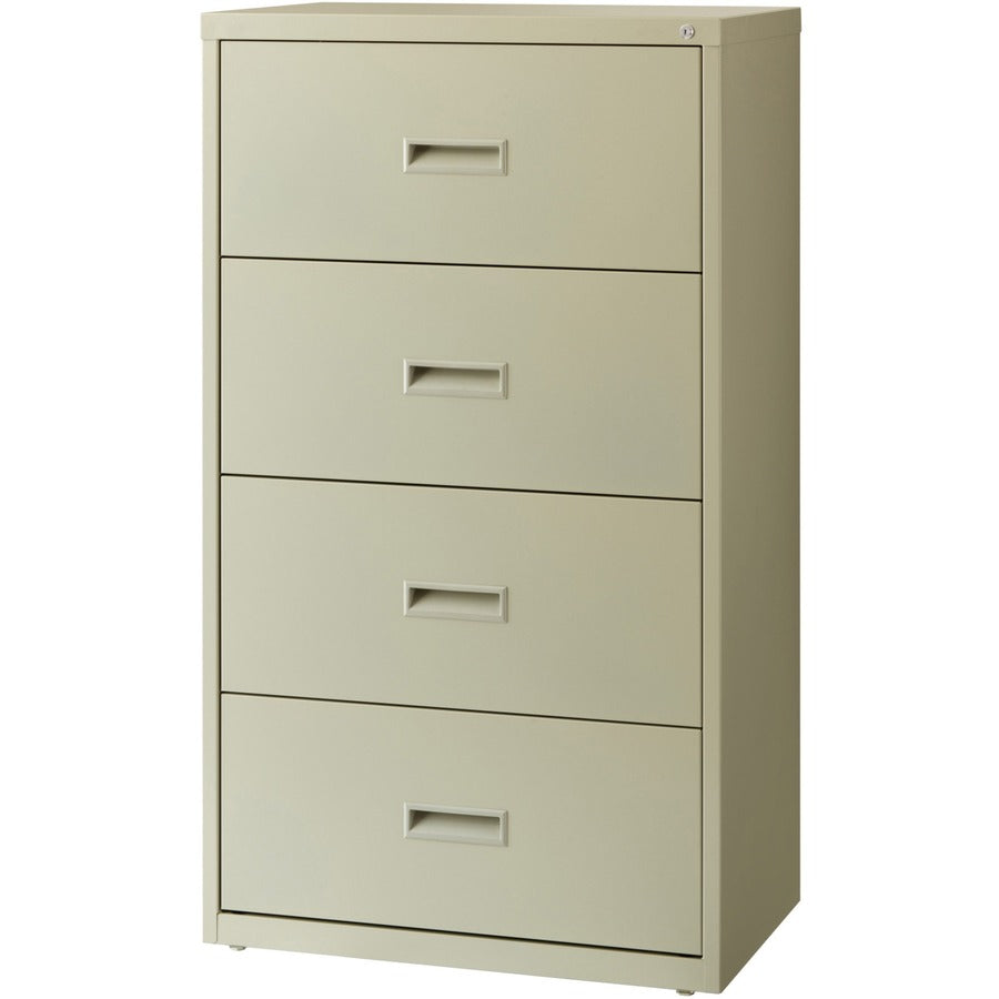 Lorell Value Lateral File - 4-Drawer - 30" Width x 18.6" Depth x 52.5" Height - 4 x Drawer(s) for File - A4, Legal, Letter - Interlocking, Adjustable Glide, Ball-bearing Suspension, Label Holder - Putty - Steel - Recycled