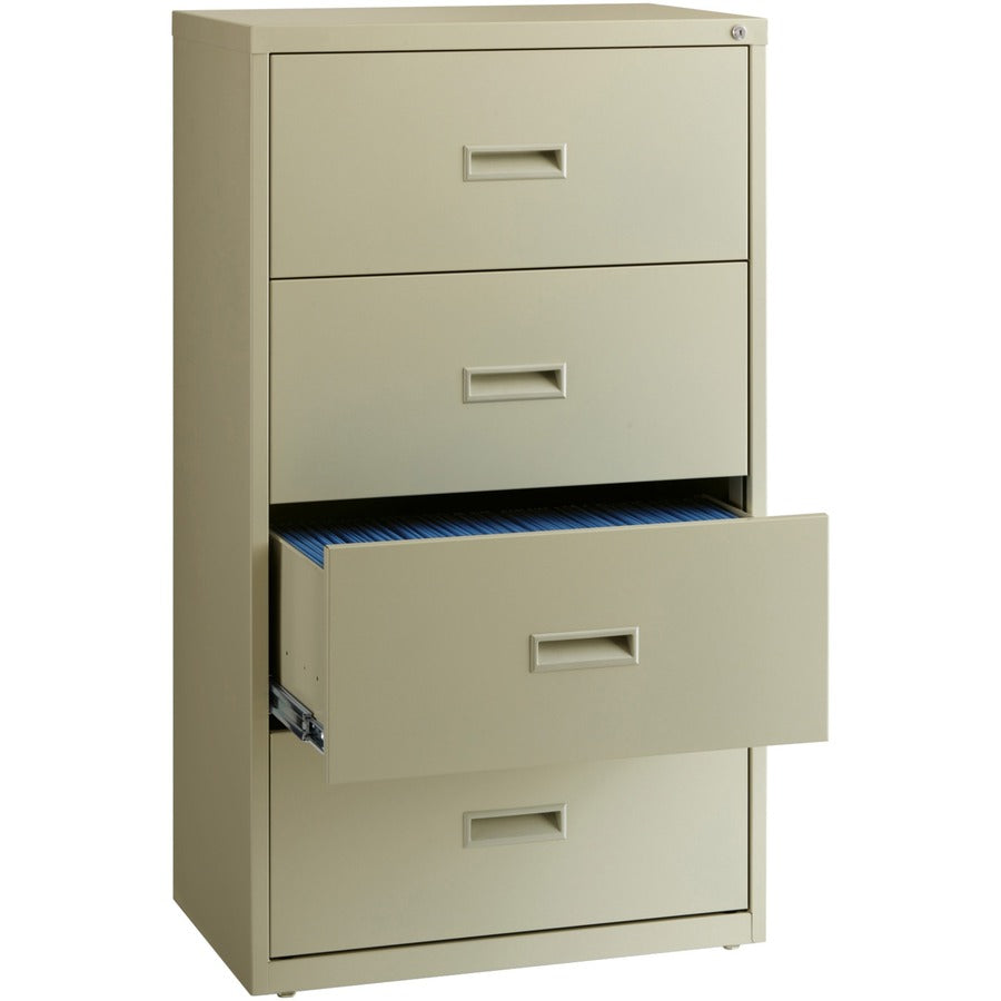 Lorell Value Lateral File - 4-Drawer - 30" Width x 18.6" Depth x 52.5" Height - 4 x Drawer(s) for File - A4, Legal, Letter - Interlocking, Adjustable Glide, Ball-bearing Suspension, Label Holder - Putty - Steel - Recycled
