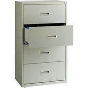 Lorell Value Lateral File - 4-Drawer - 30" Width x 18.6" Depth x 52.5" Height - 4 x Drawer(s) for File - A4, Legal, Letter - Interlocking, Leveling Glide, Ball-bearing Suspension, Label Holder - Light Gray - Steel - Recycled