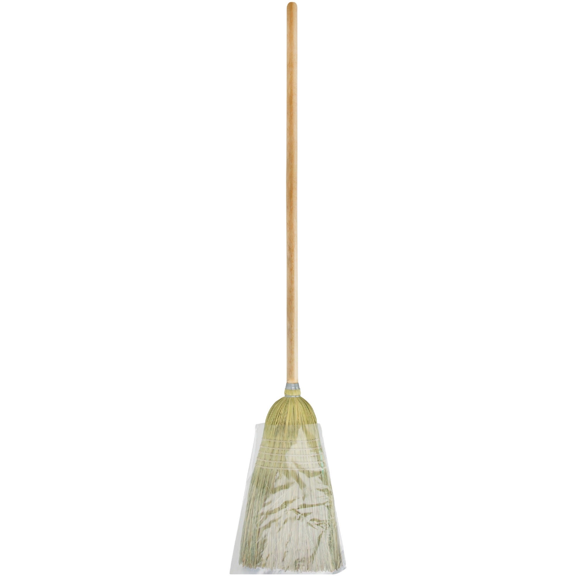 11" Fiber Bristle - 56" Handle Length - Wood Handle - Nickel - 1 Each