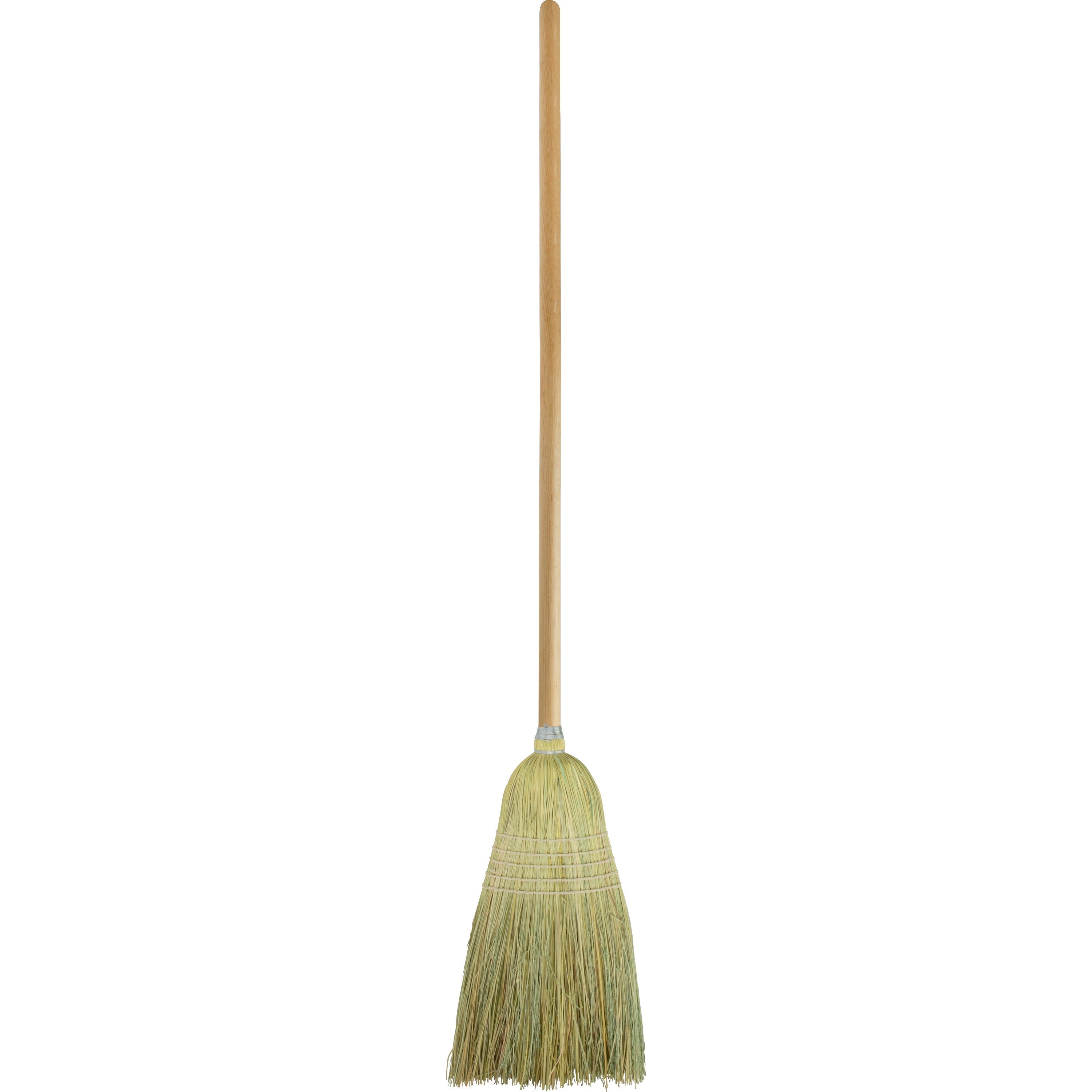 11" Fiber Bristle - 56" Handle Length - Wood Handle - Nickel - 1 Each