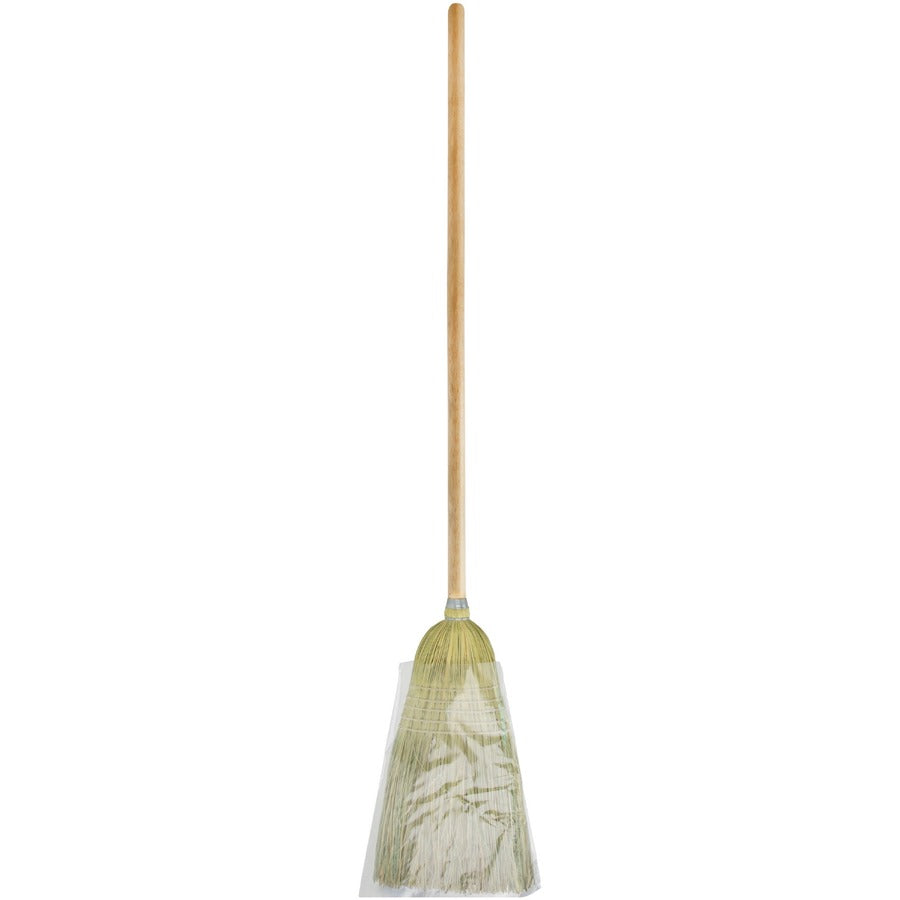 11" Fiber Bristle - 56" Handle Length - Wood Handle - Nickel - 1 Each