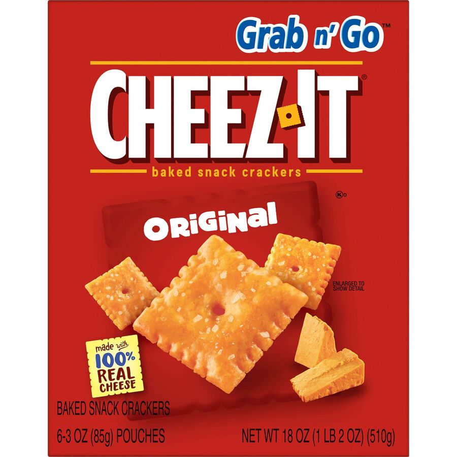 Cheez-It Cheez-It Baked Snack Crackers - Original - 1 Serving Pouch - 3 oz - 6 / Box