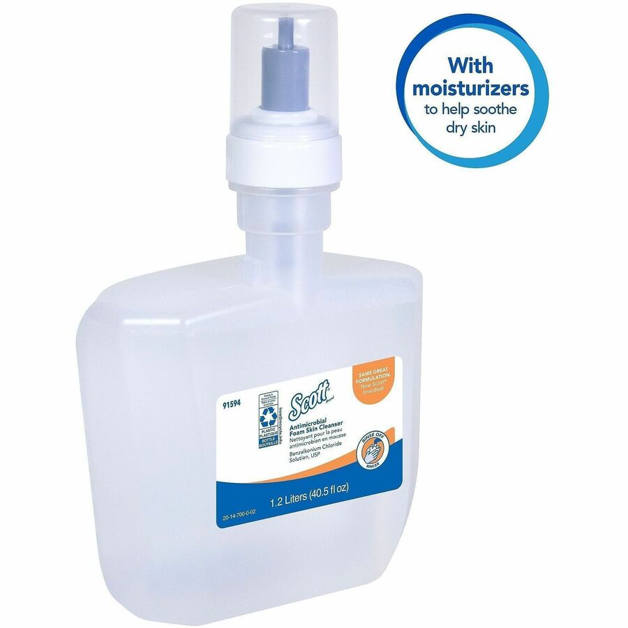 Scott&reg; Antimicrobial Foam Skin Cleanser - 1.27 quart - Skin - Antibacterial - Clear - 2 / Carton