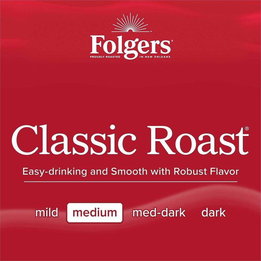Folgers&reg; Fraction Pack Classic Roast Coffee - Regular - Medium - 0.9 oz - Fraction Pack - 36 / Carton